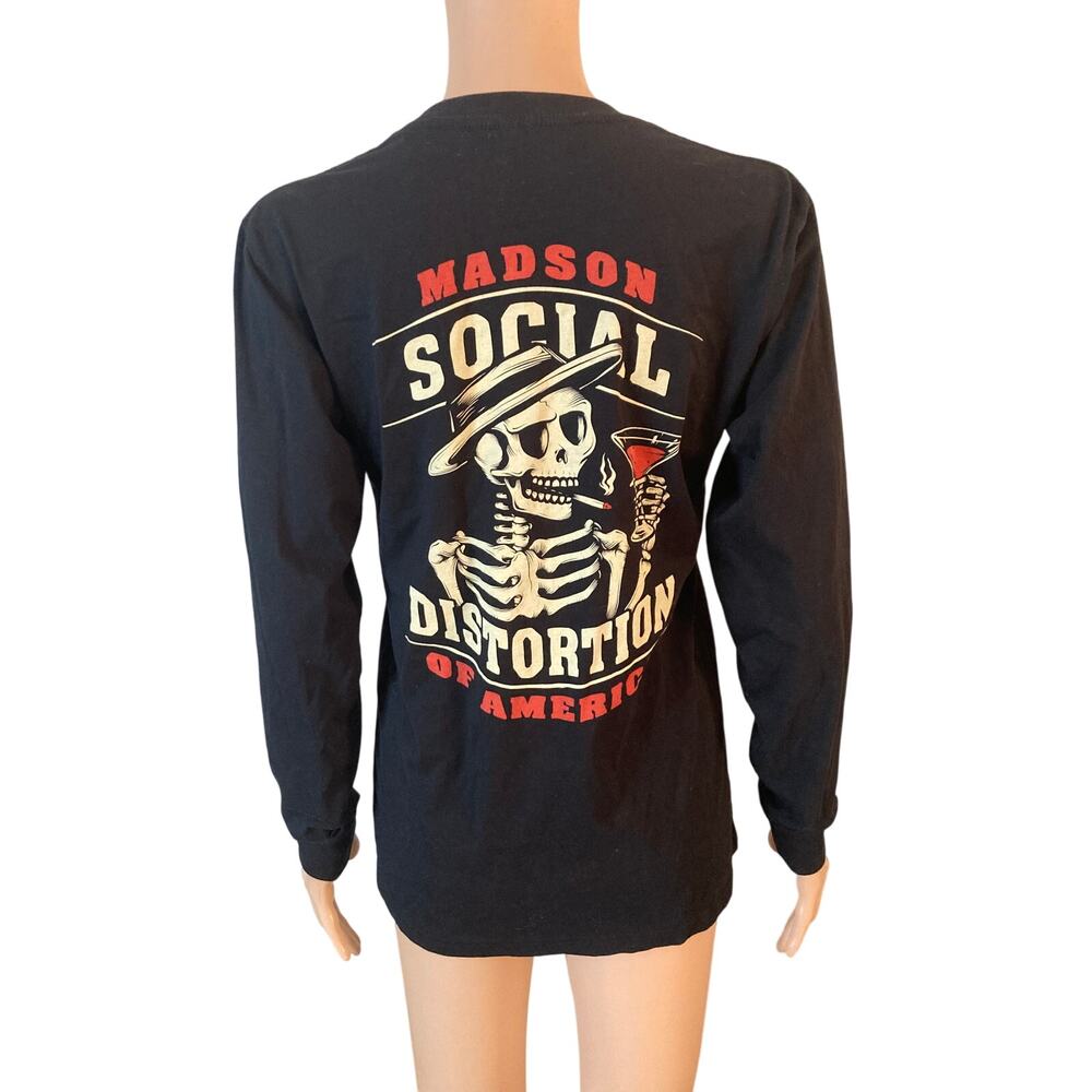 Madson x Social D Skelly Long Sleeve Tshirt Mens Size Small Punk Grunge Rocker